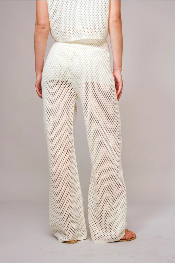 Seashell Embroidered Elastic Waist Pants