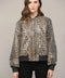 Sequin Embellished Animal Print Bomber Jacket