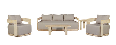 Eclipse Outdoor solid Teak Wood Sofa Set - Gray fabric