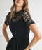 Short Sleeve Lace Midi Dress Black