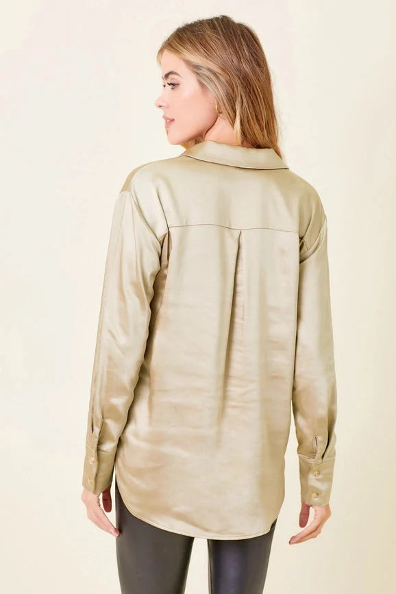 Silky Long Sleeve Buttoned-Up Shirt