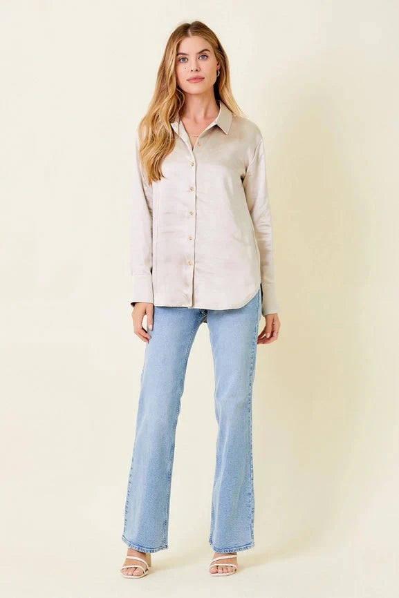 Silky Long Sleeve Buttoned-Up Shirt