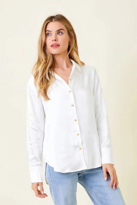 Silky Long Sleeve Buttoned-Up Shirt
