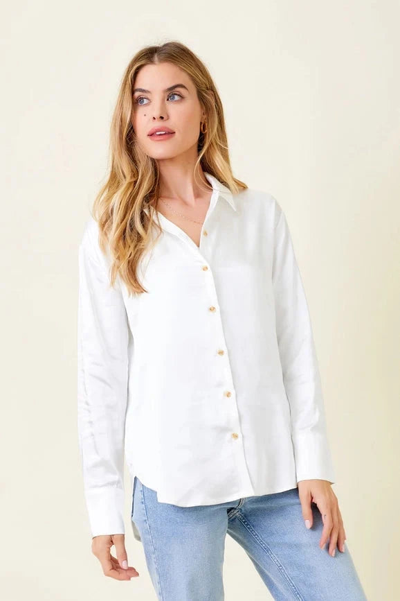 Silky Long Sleeve Buttoned-Up Shirt