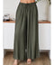Silky Wide Leg Pants - Army Green