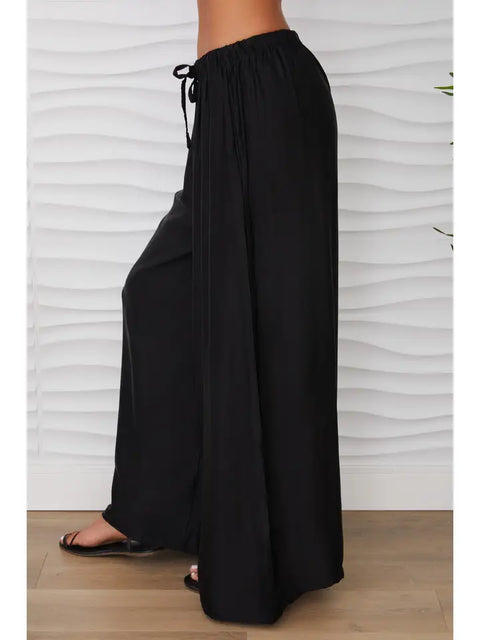 Silky Wide Leg Pants - Black