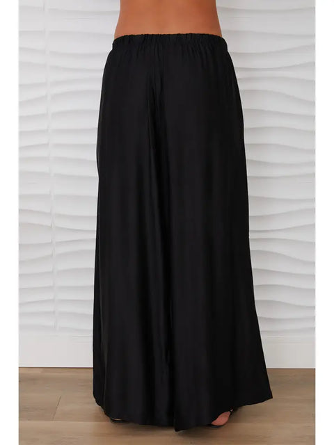Silky Wide Leg Pants - Black