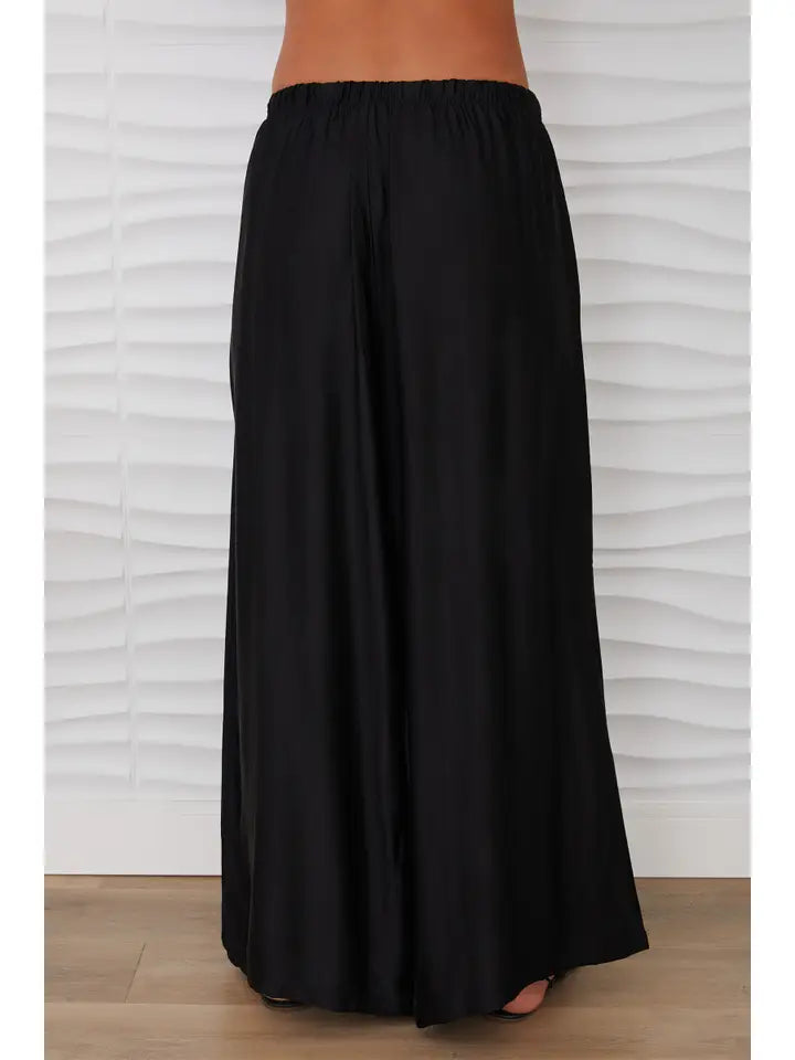 Silky Wide Leg Pants BLACK