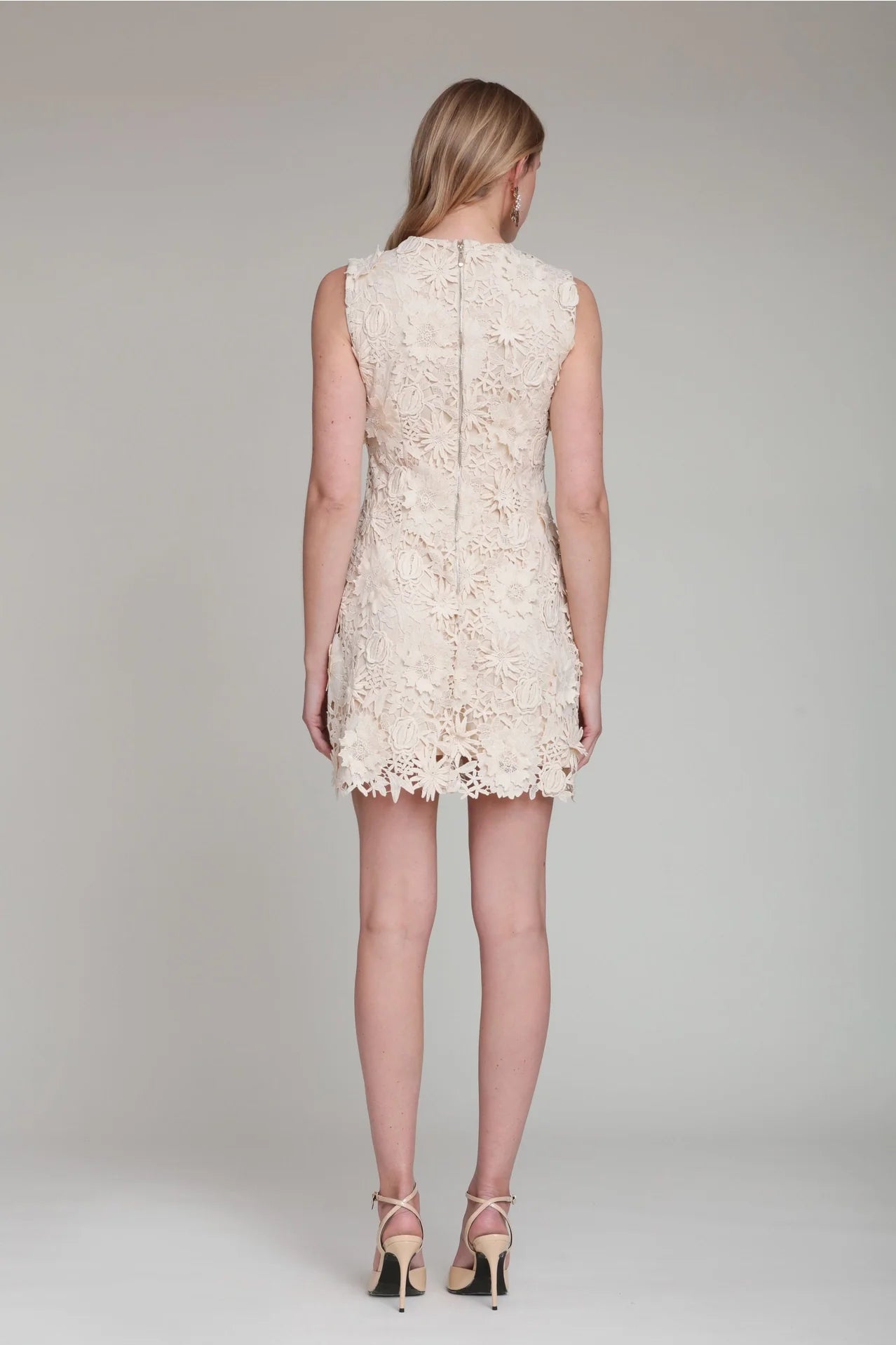 Sleeveless 3D Floral Lace Mini Dress