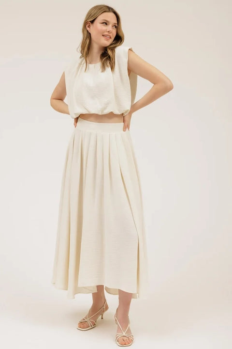 Sleeveless Balloon Crop Top - CREAM