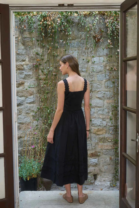 Sleeveless Midi Dress with Lace Trim Detail