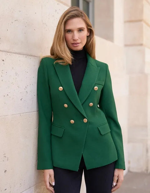 Slim Blazer Jacket With Gold Buttons Green