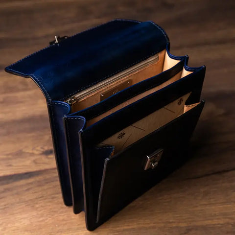 Small Leather Briefcase For Men, Unisex - Walden
