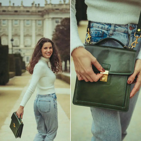 Small Leather Briefcase For Men, Unisex - Walden