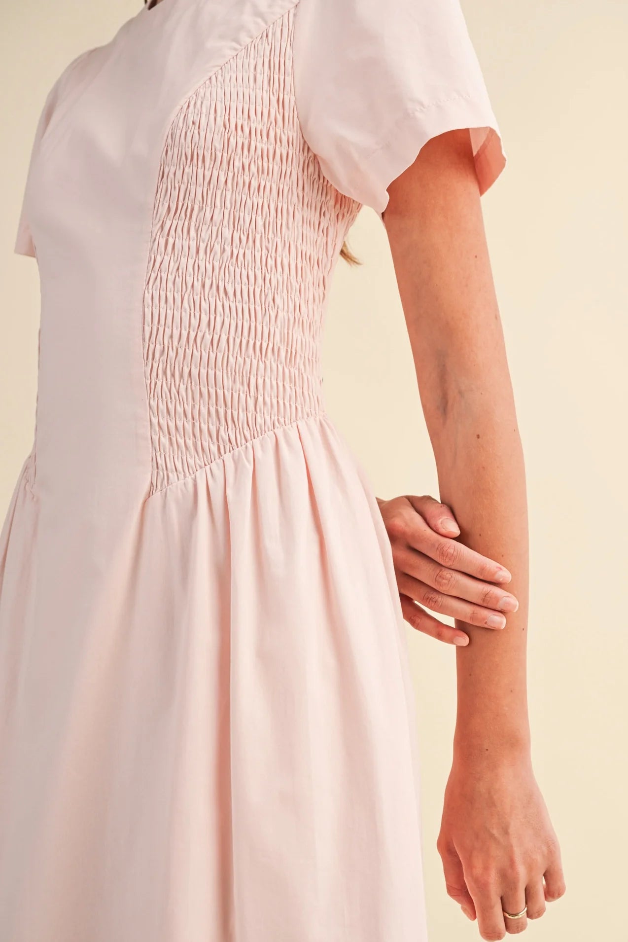 Smocked Side Midi Dress - Lemond Drop