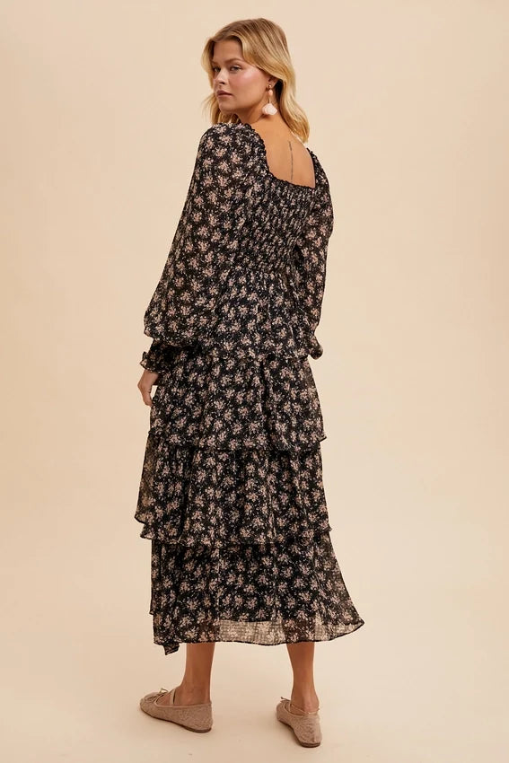 Smocked Tiered Floral Maxi Dress