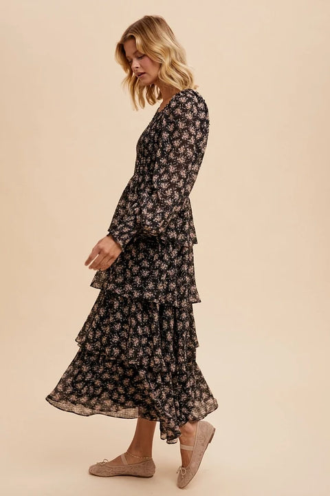 Smocked Tiered Floral Maxi Dress for Women
