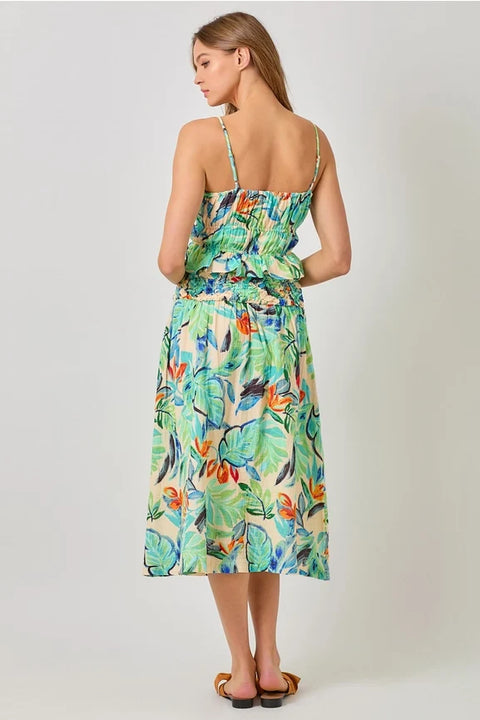 Smocked Yoke A-Line Dress Beach Forest Women’s Dress