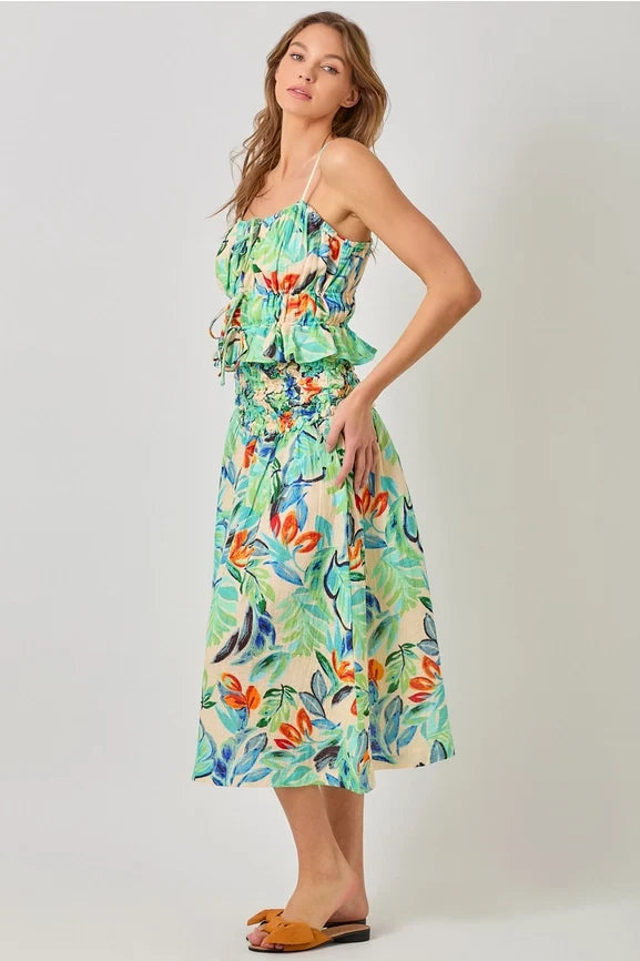 Smocked Yoke A-Line Skirt or Dress - Beach Forest