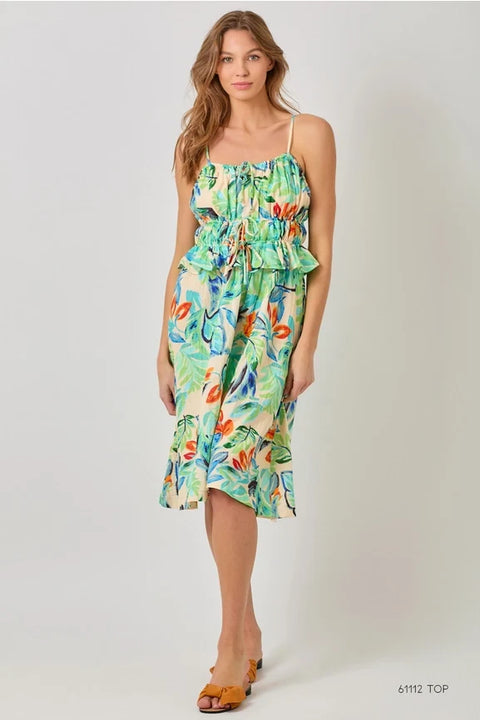 Smocked Yoke A-Line Dress Beach Forest Women’s Dress