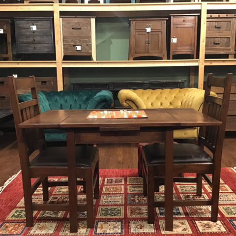 (Pre-Order Walnut Only) Mission Oak Kitchen Table with 2 Leaves - 2 Stain Options