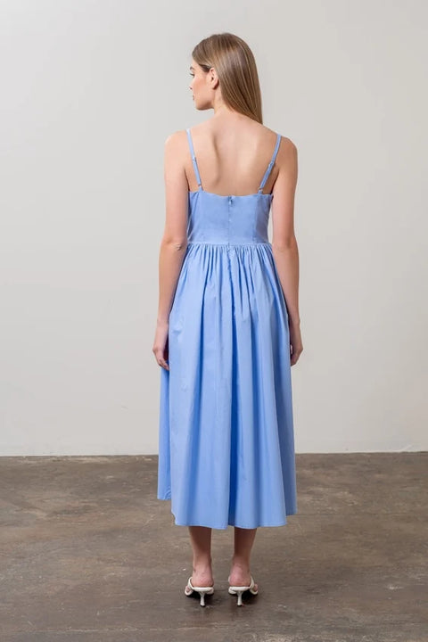 Spaghetti Strap Corset Detail Midi Dress