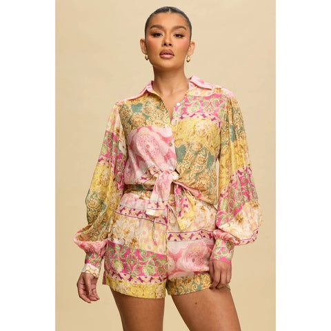 Spring Paisley Short Set PINK MULTI