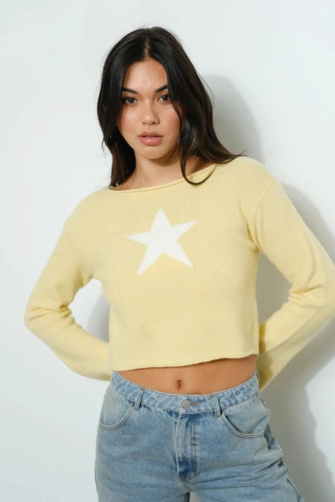 Star Knit Top LT Yellow