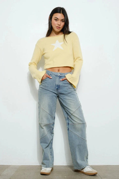 Star Knit Top LT Yellow