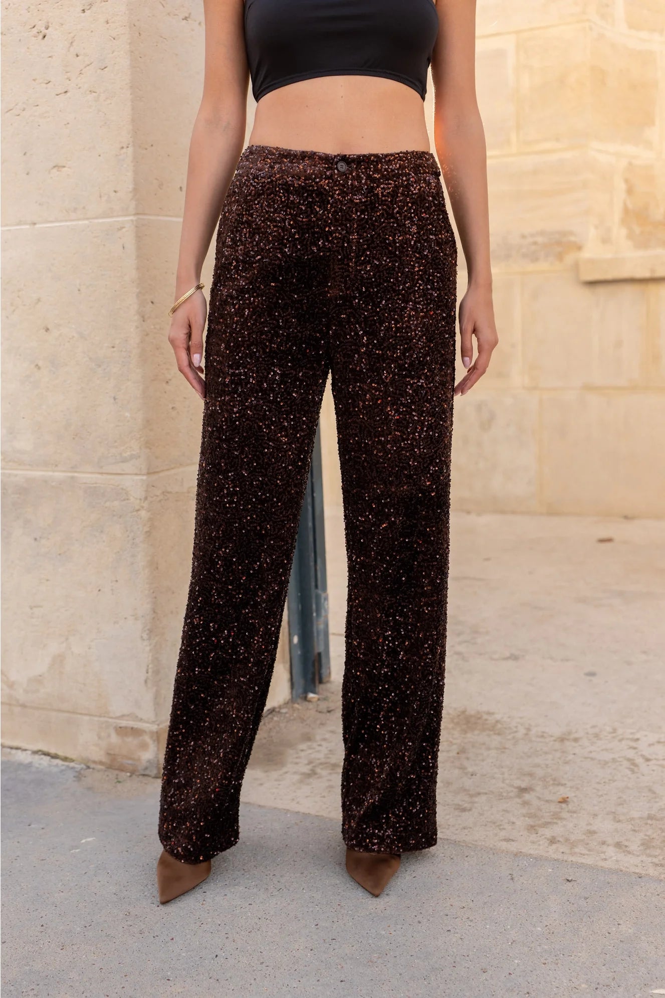 Straight Sequin Pants