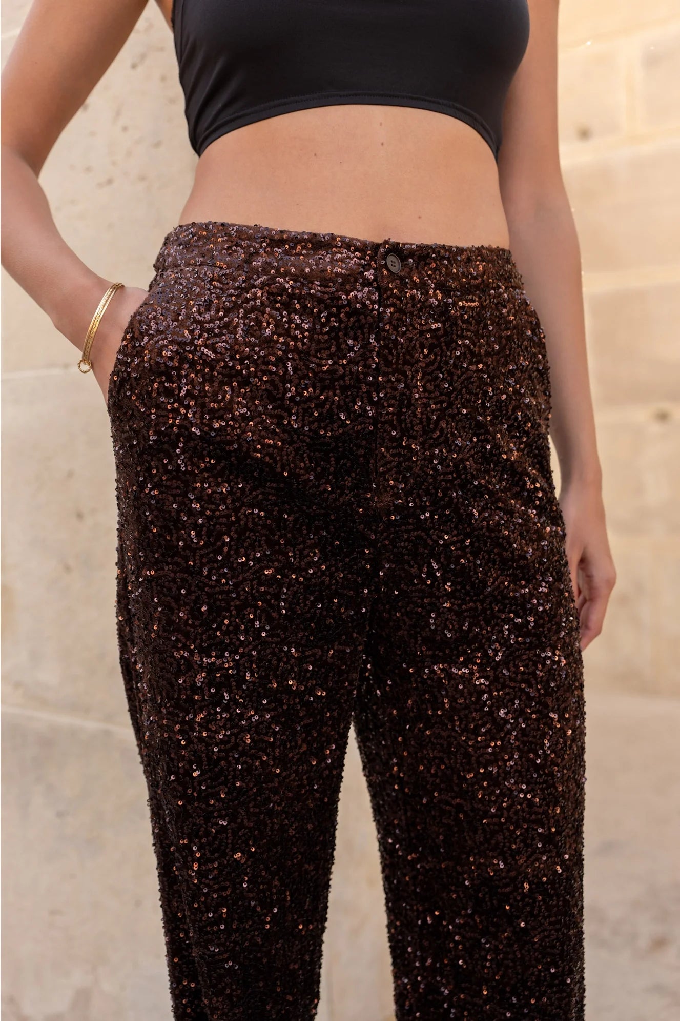 Straight Sequin Pants