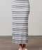 Stripe Scallop Trim Knit Midi Skirt