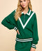 Striped Detail Quarter Zip Sweater