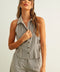 Striped Pattern Collared Blouse | Brown
