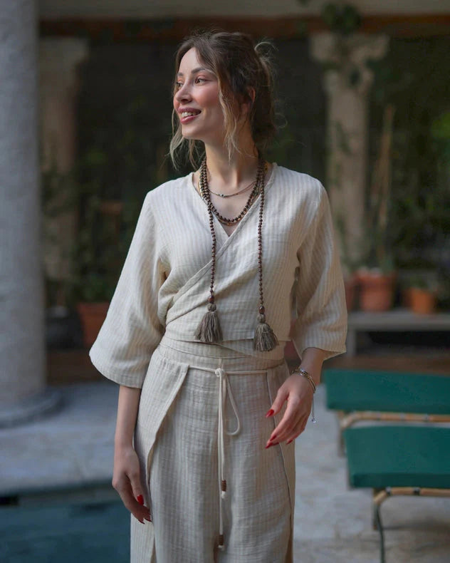 Striped Wrap Crop Top