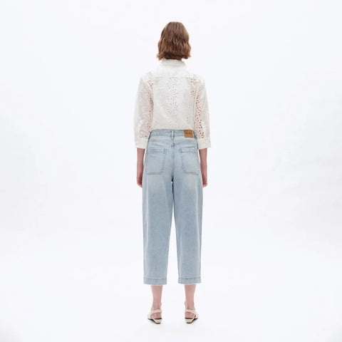 Super High Rise Rise Barrel Jeans with Finished Hem LIGHT BLUE