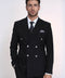 Modern Fit Double-Breasted Black Men’s Suit with Silver-Tone Metal Buttons – Wessi