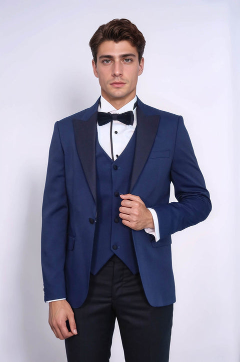Dot-Patterned Navy Tuxedo - Wessi