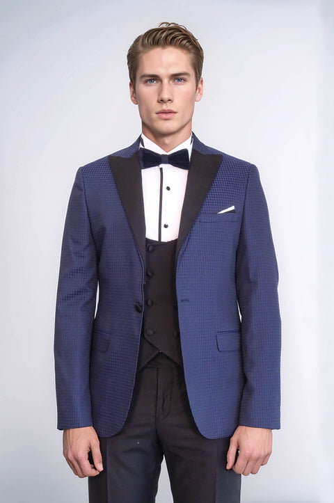 Patterned Jacket Navy Blue Tuxedo | Wessi