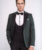 Dot Patterned Dark Green Men Tuxedo - Wessi