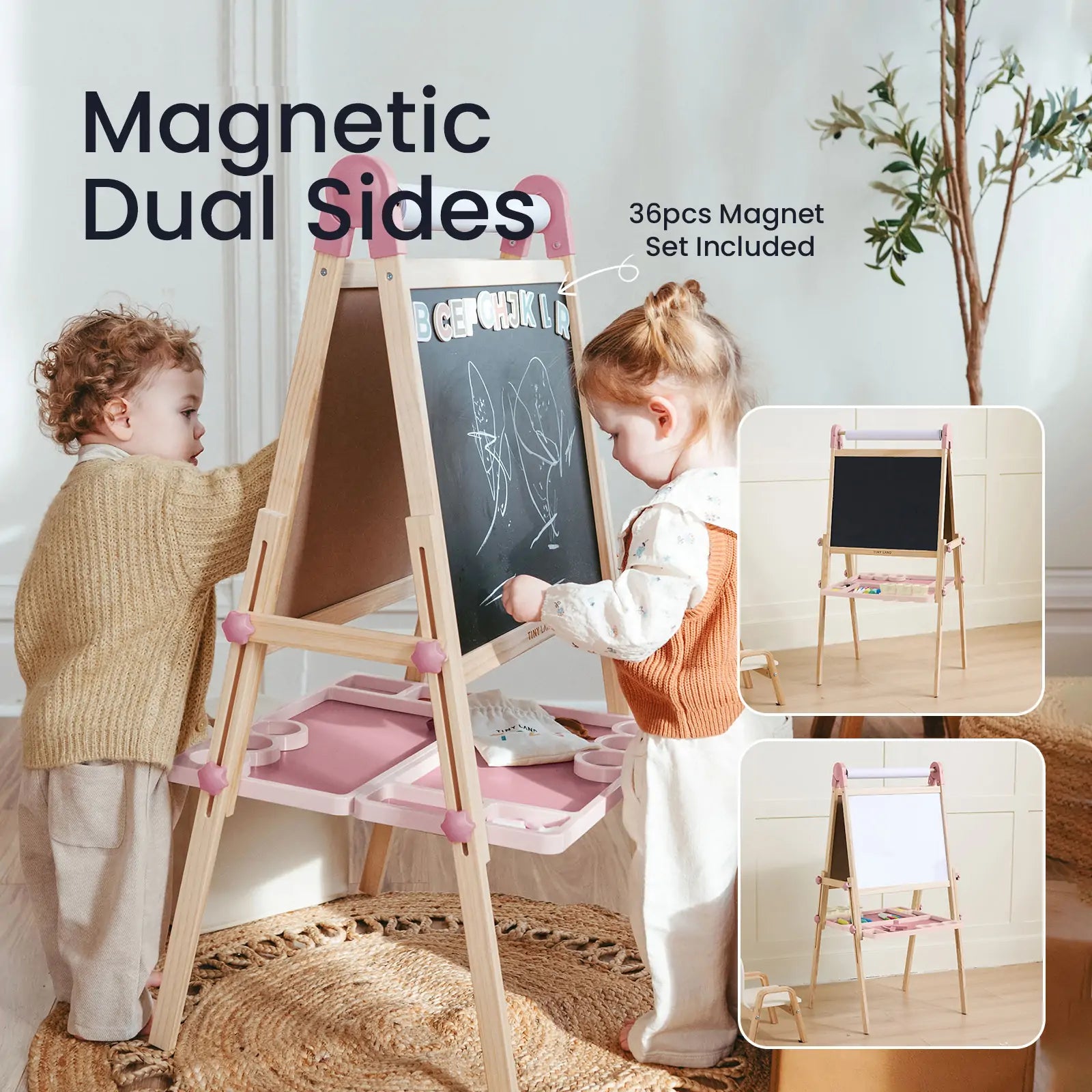 Tiny Land® Pink Magnitales Easel & Paper Roll Set
