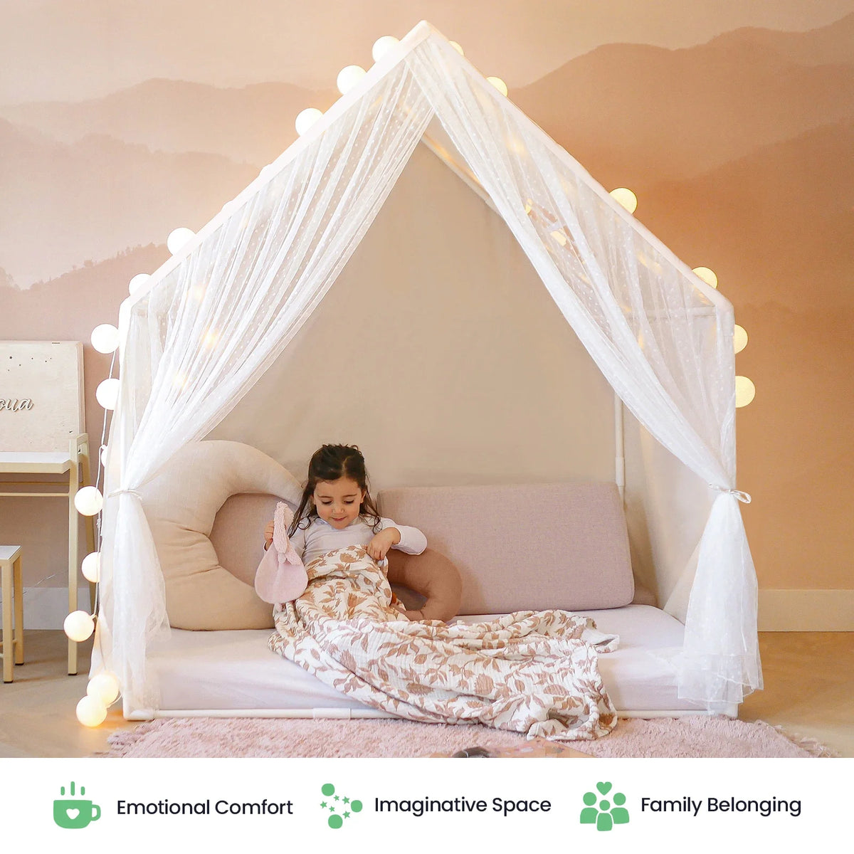 Tiny Land® Kids Tent – Large Cozy Tent with Star Lights