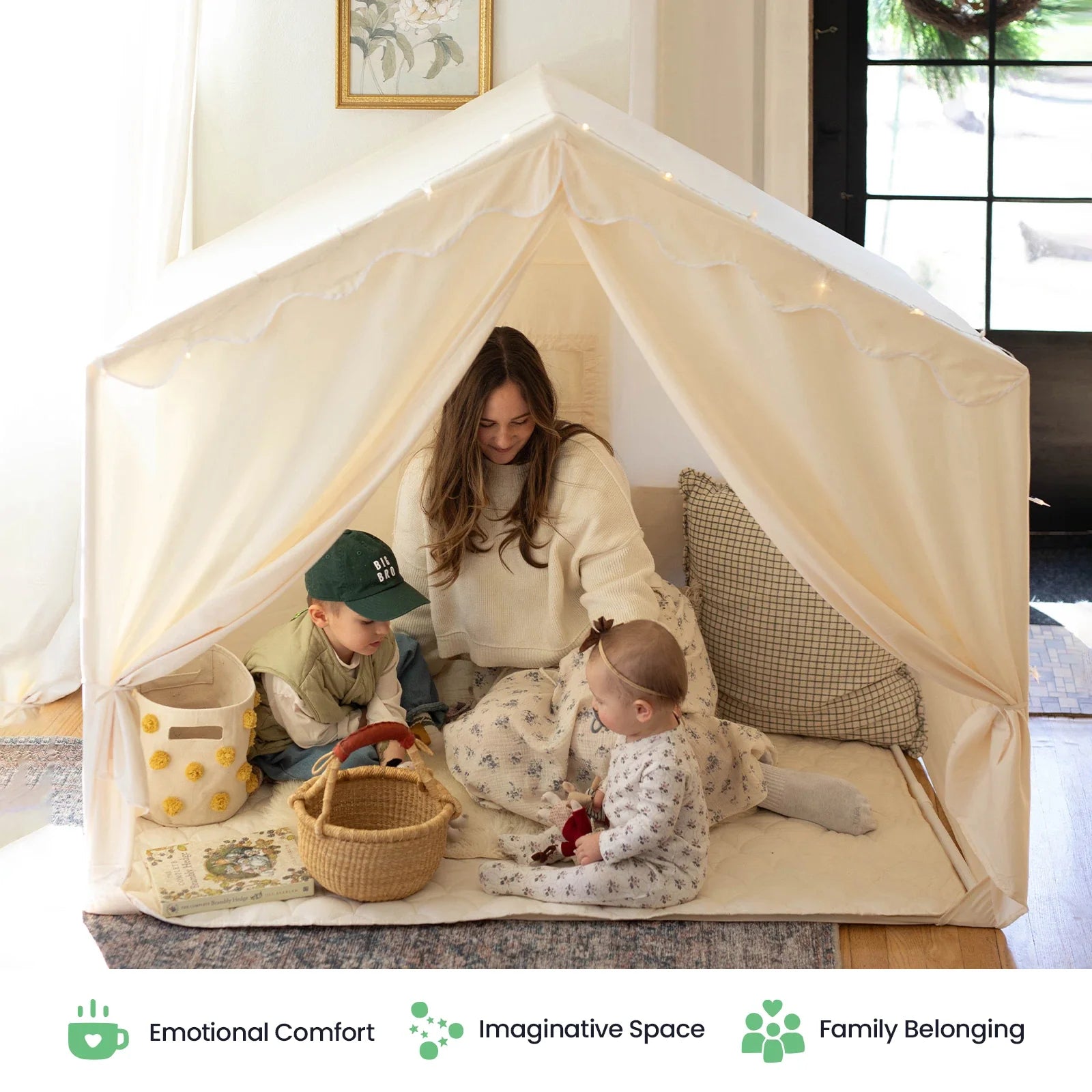 Tiny Land® Kids Tent – Large Cozy Tent with Star Lights