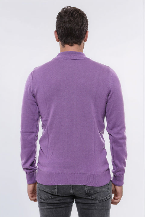 Half Turtleneck Purple Knitwear Sweater - Wessi