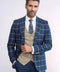 Checked Patterned Slim Fit Navy Blue Men Suit - Wessi