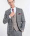 Checked Patterned Beige Vested Slim Fit Grey Men Suit - Wessi