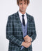 Checked Patterned Slim Fit Green Men Suit - Wessi