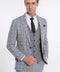 Checked Patterned Slim Fit Grey Men Suit - Wessi