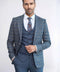 Checked Slim Fit Blue Men Suit - Wessi