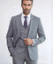 Checked Slim Fit Grey Men Suit - Wessi